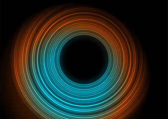 Blue orange minimal round lines abstract futuristic tech background. Vector geometric design