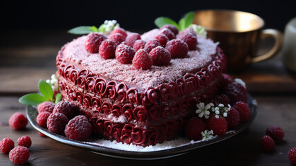 Heart-shaped cake for Valentine's Day