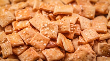 Close up of salty crackers