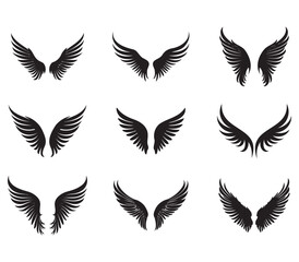 Fototapeta na wymiar Wing drawing, wing set, wing drawings suitable for Tattoo Art, ready to print, eps, re-editable visual