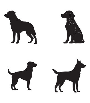 standing dog silhouette set,eps