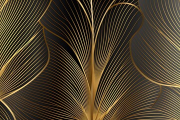 Luxury golden wallpaper. Art Deco Pattern, Vip invitation background texture for print, fabric, packaging design, invite. Vintage vector illustration. 