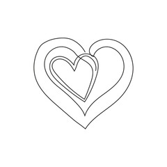 heart isolated on white background one-line art.