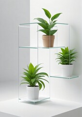 Shelf With Plant Isolated On A White Background