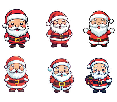 Santa Claus figure set , santa claus vector, print ready color, re-editable, eps, cricut file, cut file, clip art