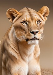 Obraz premium African Lioness Isolated On A White Background