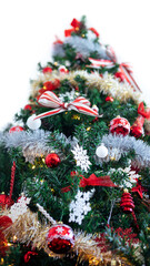 Fototapeta na wymiar Beautiful modern Christmas decoration tree home with white bckground. Fir Xmas
