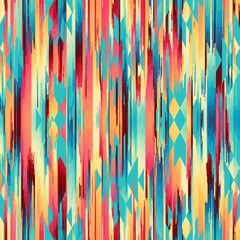 Seamless striped pattern in Aztec style. Folk embroidery.. Aztec ikat style. Seamless vector image. Thin lines
