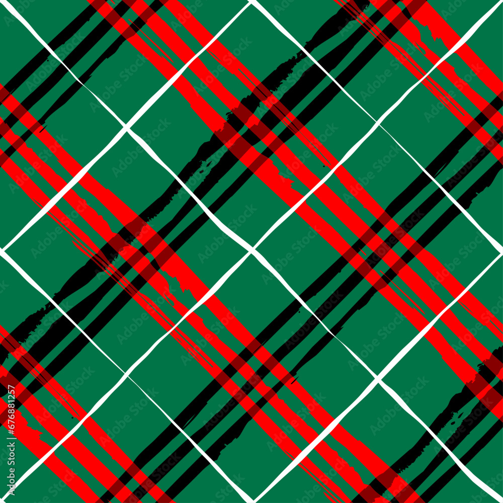 Poster patchwork textile pattern. seamless plaid design background. merry christmas cozy pattern.