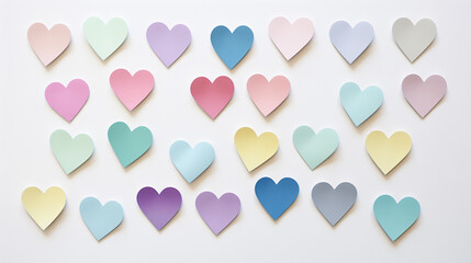 Charming Pastel Heart Stickers Array on a Pristine White Backdrop