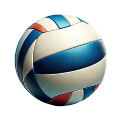 A textured volleyball in blue, white, and tan, ideal for sports promotions, team equipment features, or athletic event visuals.