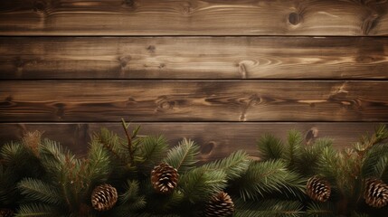 Christmas Fir Tree On Wooden Background