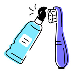 Get this doodle icon of toothpaste brush 