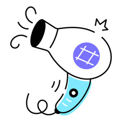 Handy doodle icon of a hairdryer 