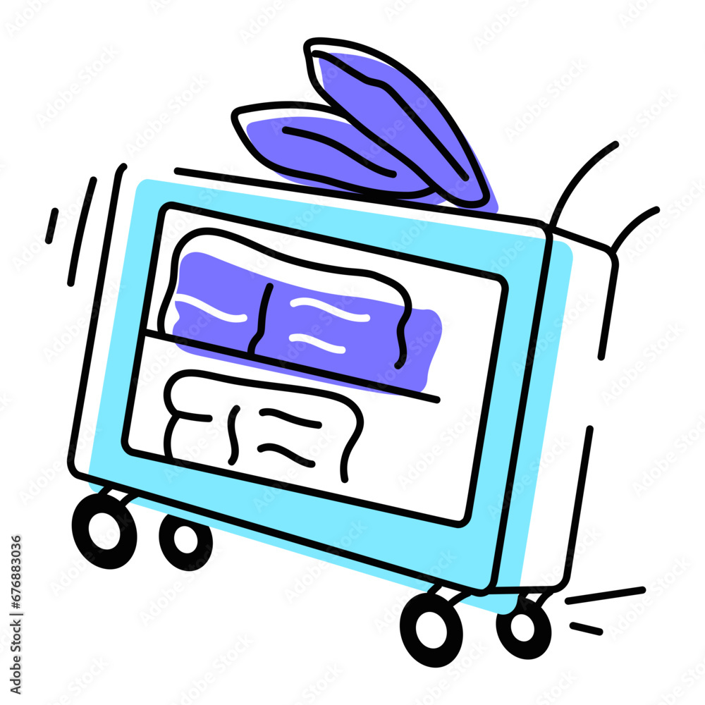 Poster here’s a doodle icon of laundry trolley