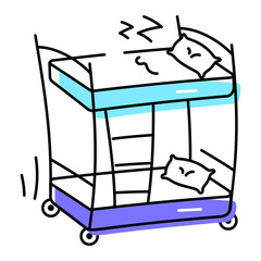 A modern doodle icon of bunk bed 