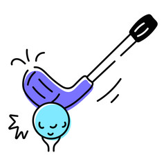Get this doodle icon of golf game 