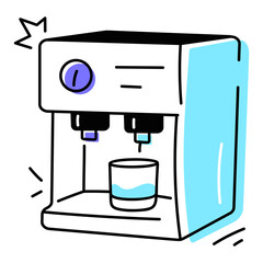 Trendy doodle icon of beverage dispenser 