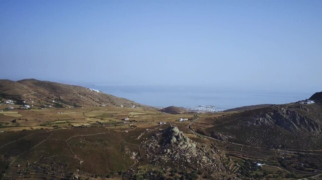 Drone of the Volax Plateau in Falatados, Tinos Island in the Cyclades, Greece