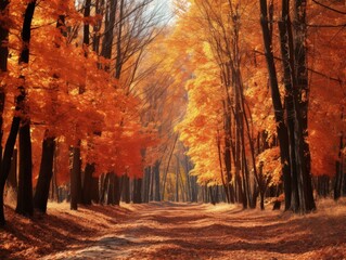 Background of Colorful Autumn Forest Landscape