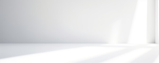 Abstract white studio background for product presentation. Empty room with shadows of window. Display product with blurred backdrop, Generative AI - obrazy, fototapety, plakaty