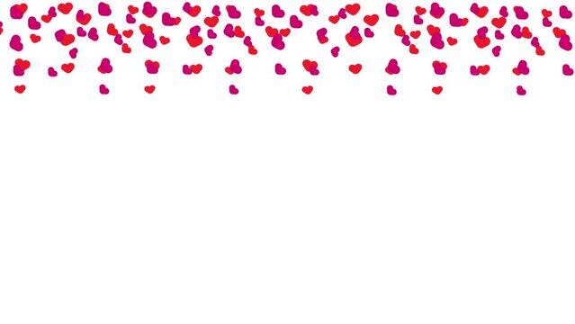 Red and pink hearts move in a circle at the top of the video on a white background
