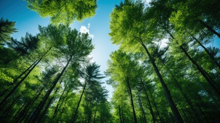 Forest Tree Low Angle View Panoramic Landscape