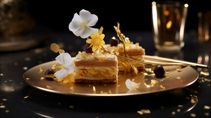 Luxurious Pastries Adorned with Edible Gold Leaf for a Decadent Visual Feast