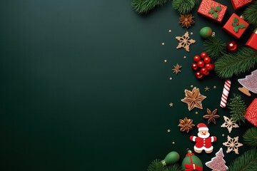 Background for presentations, greeting cards and advertising with Santa Claus theme, green background