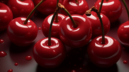 Charming 3D Cherries Graphic in Luscious Dark Red