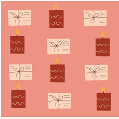christmas pattern illustration. pattern with candles and letter. christmas background. christmas poster