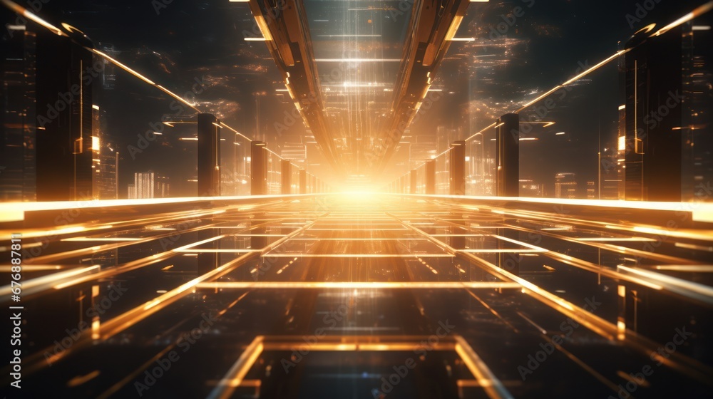 Poster elegant futuristic light and reflection with grid background.