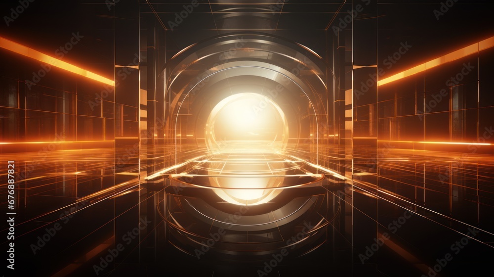 Aufkleber Elegant futuristic light and reflection with grid background.