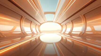 Interior futuristic light corridor abstract modern minimal background 3D