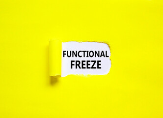 Functional freeze symbol. Concept words Functional freeze on beautiful white paper. Beautiful yellow paper background. Business psychology functional freeze concept. Copy space.
