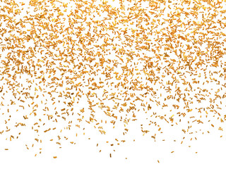 Realistic Golden Confetti and serpentine explosion For The Festival Party Ribbon Blast Carnival Elements Or Birthday Celebration