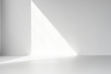 Abstract white studio background for product presentation. Empty room with shadows of window. Display product with blurred backdrop, Generative AI