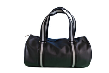 Closeup sport black bag on white background and clipping paths, Bag ready to travel