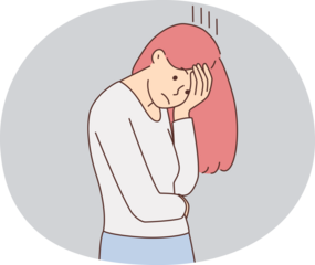 Unhappy woman feel depressed overthinking