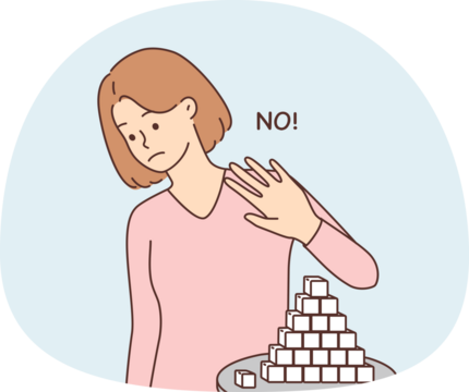 Young woman refuse from sugar