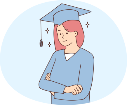 Girl in graduation robe and hat