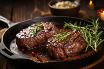 High resolution image of succulent ribeye steak slices, capturing flavorful tenderness.