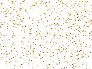 Realistic Golden Confetti and serpentine explosion For The Festival Party Ribbon Blast Carnival Elements Or Birthday Celebration