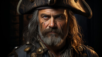 Portrait of elderly pirate.