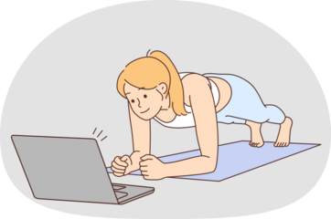 Woman training online with lesson on computer