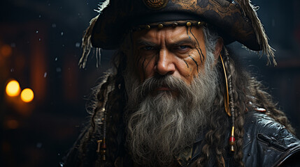 Portrait of elderly pirate.