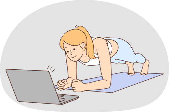 Woman training online with lesson on computer