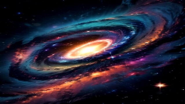 Starry space galaxy exploration scene with smooth looping motion. Space travel fantasy vertical animated background.