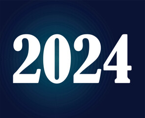 2024 New Year Holiday Design White Abstract Vector Logo Symbol Illustration With Blue Background