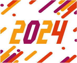 2024 New Year Holiday Design Yellow Orange And Purple Abstract Vector Logo Symbol Illustration